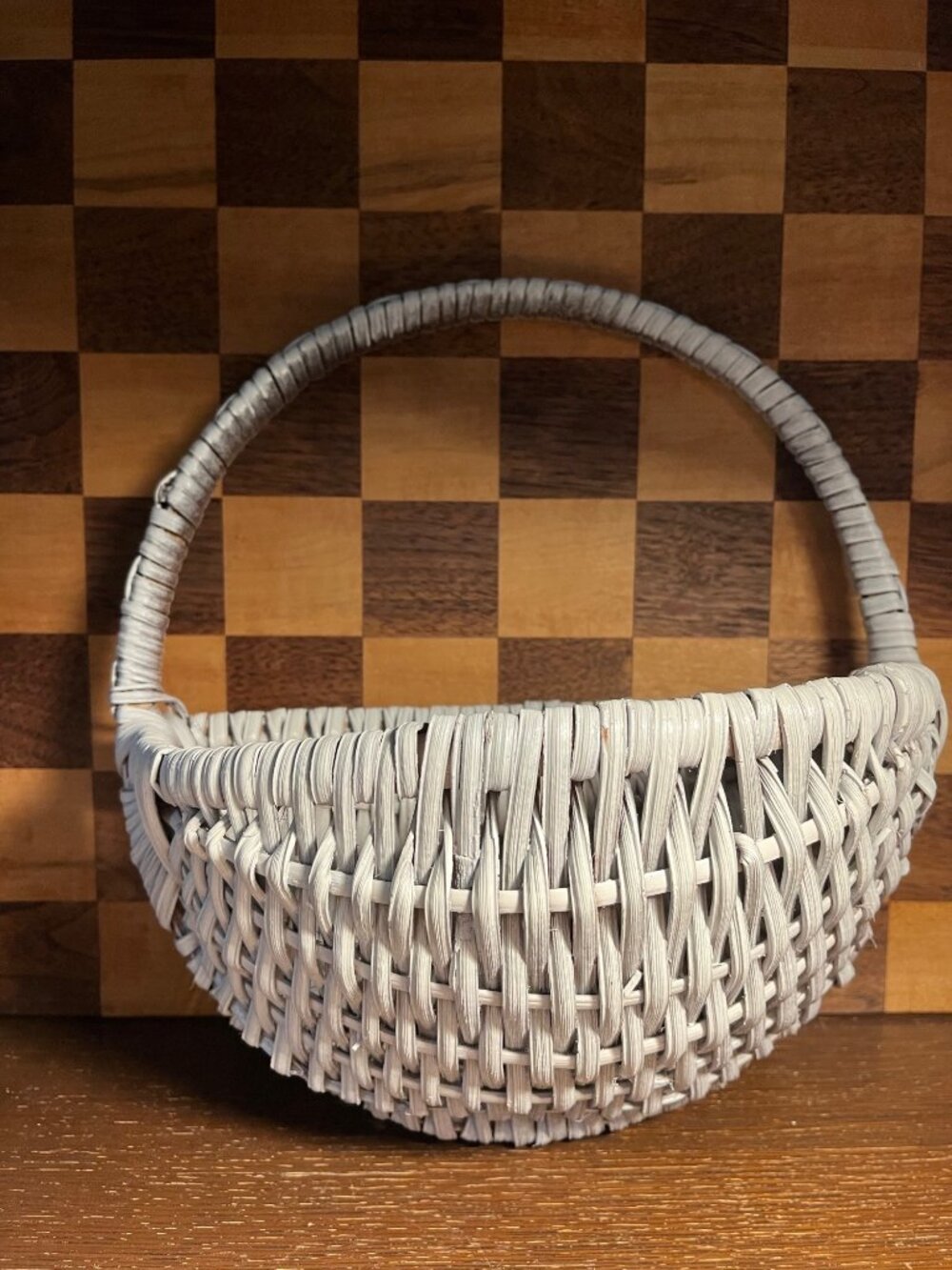 Vintage White Washed Wall Basket A538